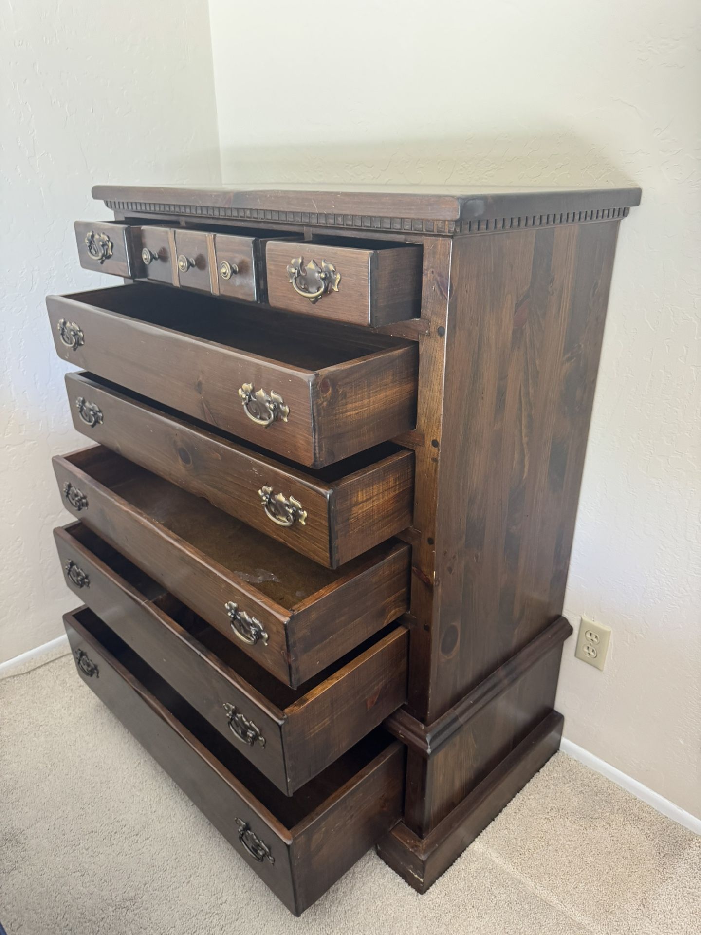 Brown Solid Wood Chest Of Drawers Dresser