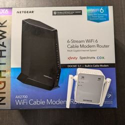 NETGEAR Nighthawk Modem Router Combo (CAX30) DOCSIS 3.1 Cable Modem and Wifi Extender 