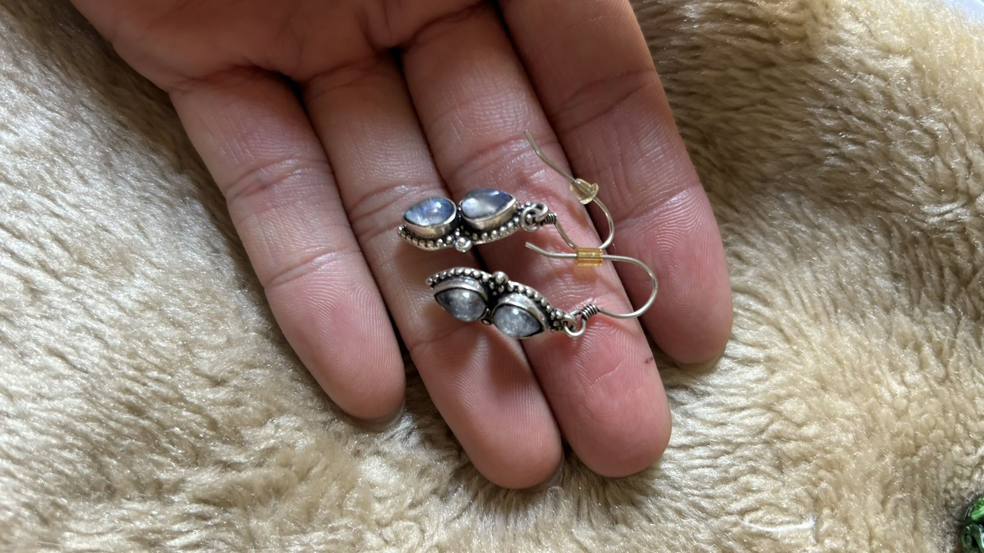 Authentic .925 Sterling Silver Earrings With Moonstone