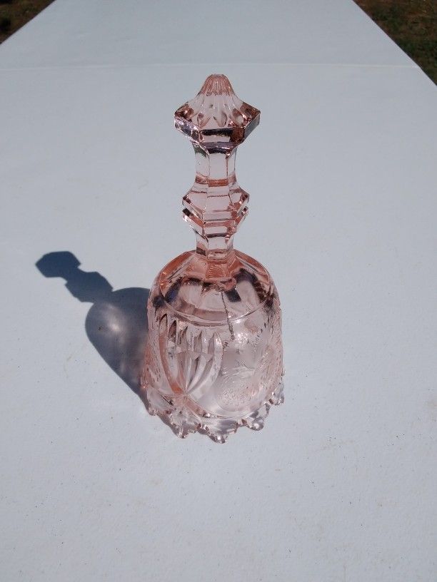 Antique Pink Depression Glass Bell