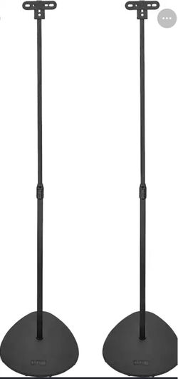 SANUS Speaker Stands Pair for Satellite & Bookshelf Speakers up to 3.5lbs – 10” Height Adjustment – Includes L-Shaped Bracket & Keyhole Adapter for Co