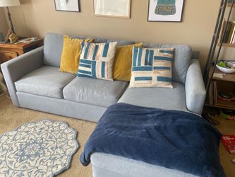 Large blue sofa
