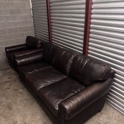 RH Leather Sofa + Armchair (Restoration Hardware)