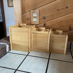 3 WOODEN CANISTER FROM WINSOME WOOD