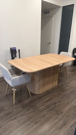 Modern Wood Dining Table with two chairs