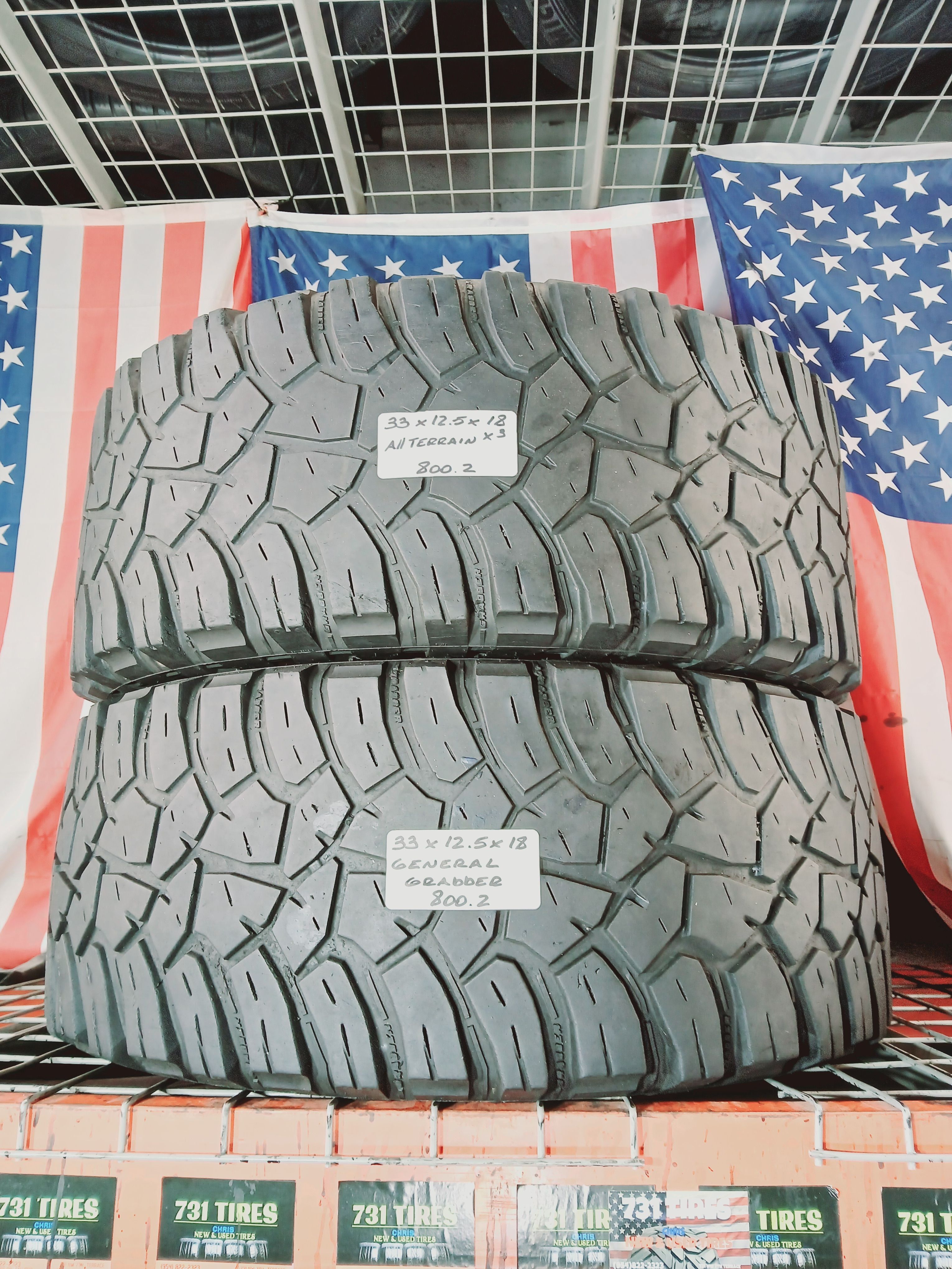 LT33X12.5R18 GENERAL GRABBER X3 A/T ALL TERRAIN 33X12.5R18 USED TIRES 33 12.5 18