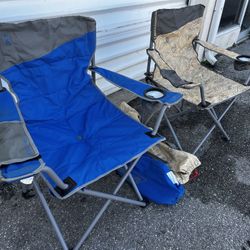 $35 for both! Two Coleman Big and Tall Oversized Camping Sporting Event Portable Travel Chairs! Excellent condition!