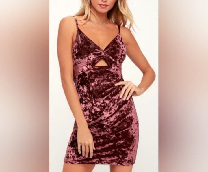 NWT Free People Come Together Mauve Purple Knot Front Velvet Mini Dress