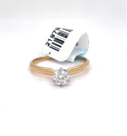 14Kt Two Tone Gold Solitaire Diamond Ring 1.80g .3CTW Size 6.5 21979068