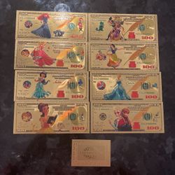 24K GOLD PLATED FOIL DISNEY NOTES 