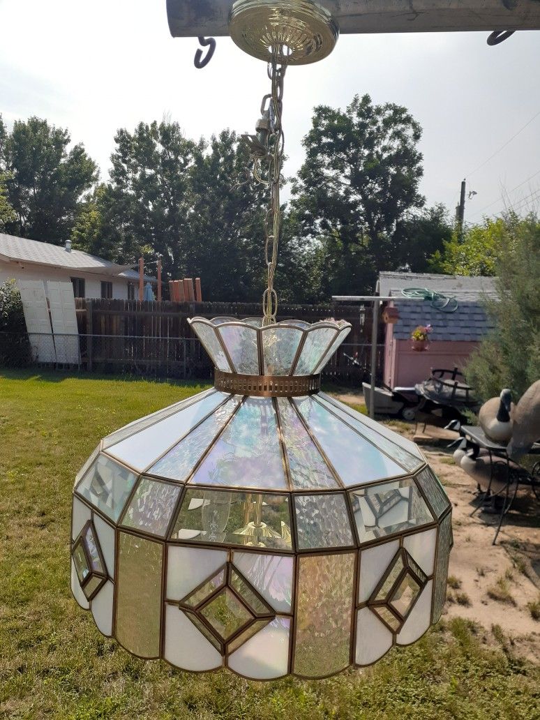 Hanging lamp with Morher Pearl glass, Read more.