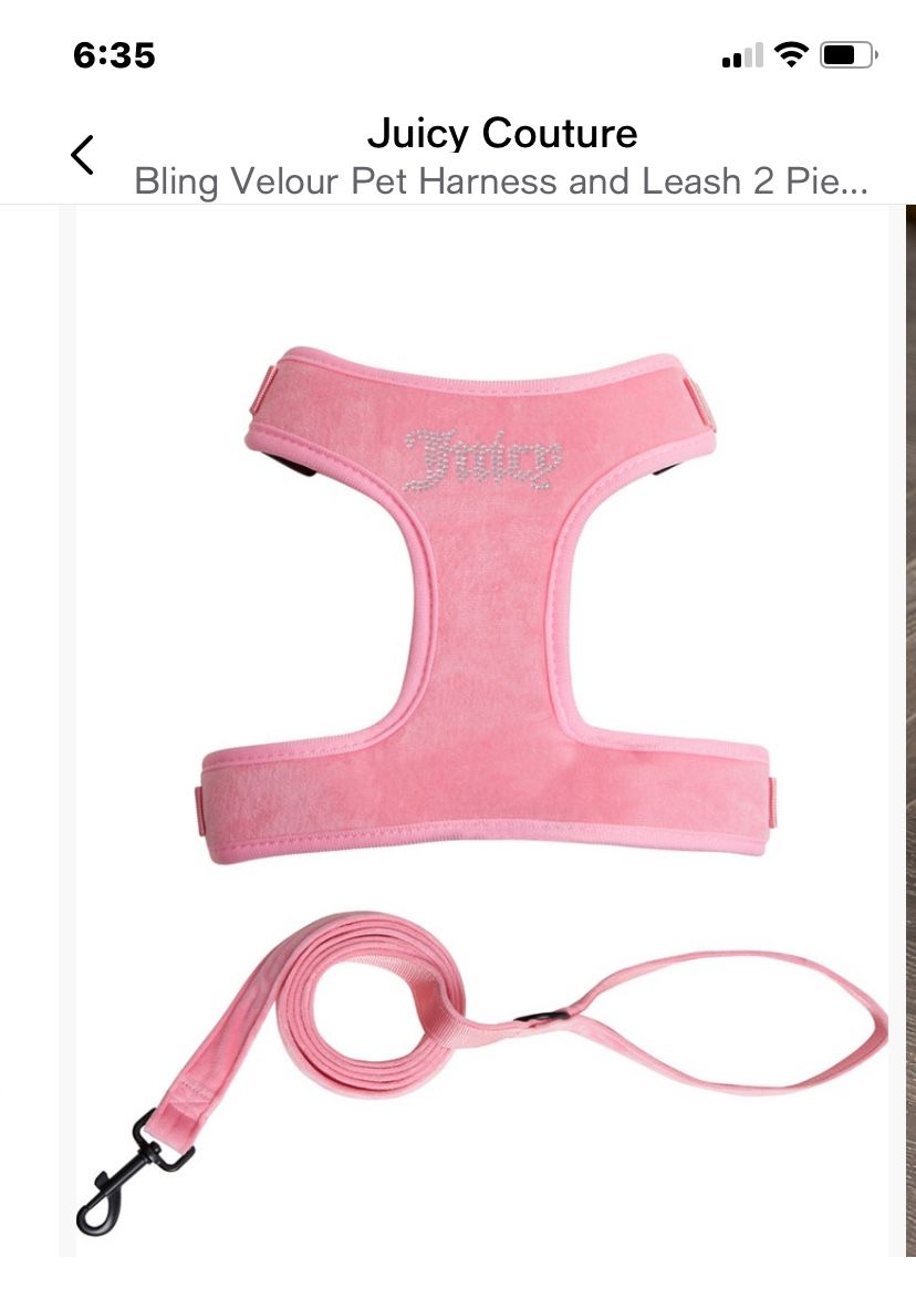 Juicy Couture Dog Pink Dog Harness And Leash
