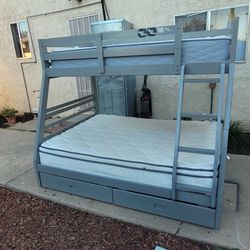 Twin Over Full With  Drawers And Mattress 