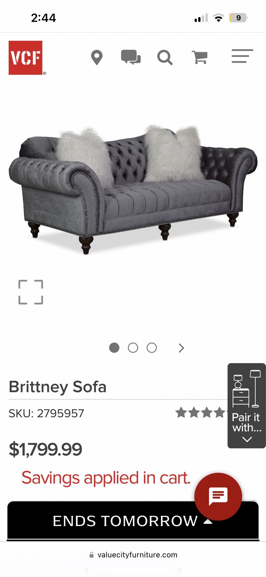 Brittney Sofa For Sale