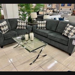 Slate Softly Loveseat And Sofa By Ashley 🤩 Living Room Set🤩 Fast Delivery 🚚 