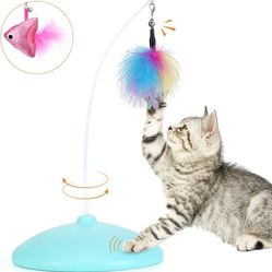 Interactive Cat Toy Kitten Toy for Indoor Cat, Automatic Cat Toy Funny Feather Teaser Toy Puzzle Game Smart Stimulate Hunting Instinct