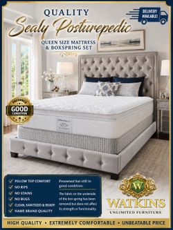 🛏️ Sealy Posturepedic Queen Size Pillow Top Mattress & Box Spring Set 🛏️