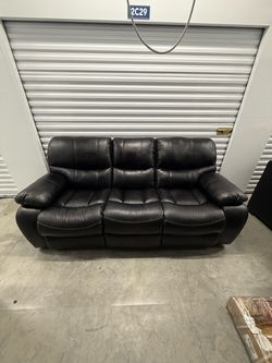 Black Faux Leather electricalgg Reclining Sofa With Dropdown Table
