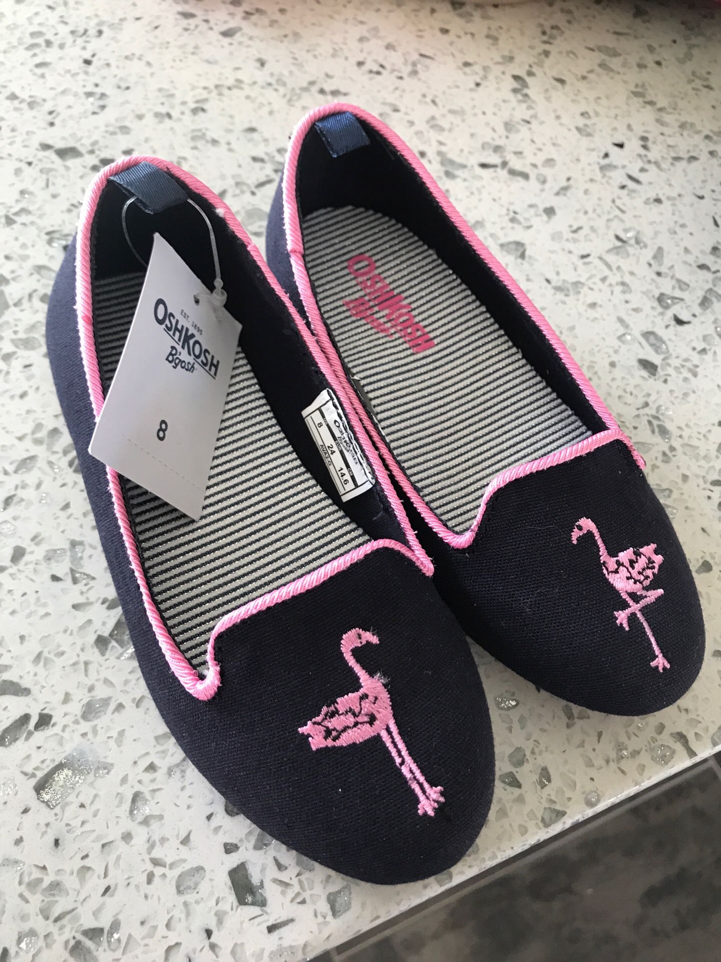 BRAND NEW OSHKOSH FLAMINGO FLATS GIRLS 7 8