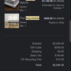 Casper Mattress and Adjustable Frame