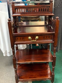 Mahogany Tiered Shelf Unit with Drawer
