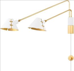 Hudson Valley Lighting KBS1752102-AGB/SWH Split - 2 Light Plug-in Sconce 16.5 inches Tall and 9.5 inches Wide - Aged Brass/Soft White
