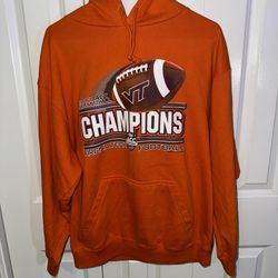 2007 VTG Virginia Tech Hokies Football Hoodie Men’s Size M ACC Champions Orange