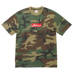 SUPREME ARABIC BOX LOGO TEE WOODLAND CAMO SIZE MEDIUM