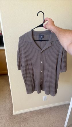 H&M Ribbed Knit Button-Up Shirt