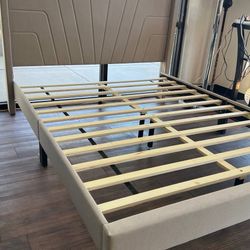 Beige Q Size Bed Frame 