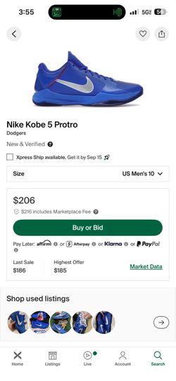 Nike Kobe 5 dodgers size 10 new