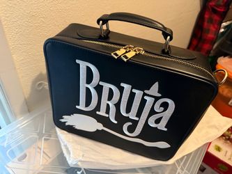 Bruja Embroidered Black Vegan Leather Box Bag