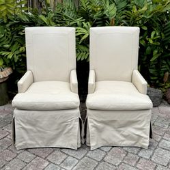 ⭕️ Skirted Leather Armchairs (Pair) by Restoration Hardware