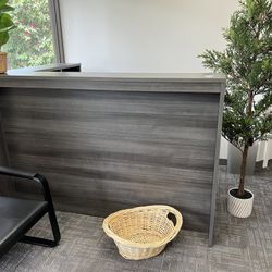 Bush Business Furniture Studio C Reception Desk With Shelves, 72W, Storm Gray