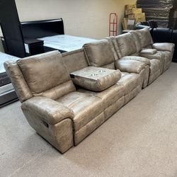 BROWN SOFA & LOVESEAT BREATHABLE LEATHERETTE 