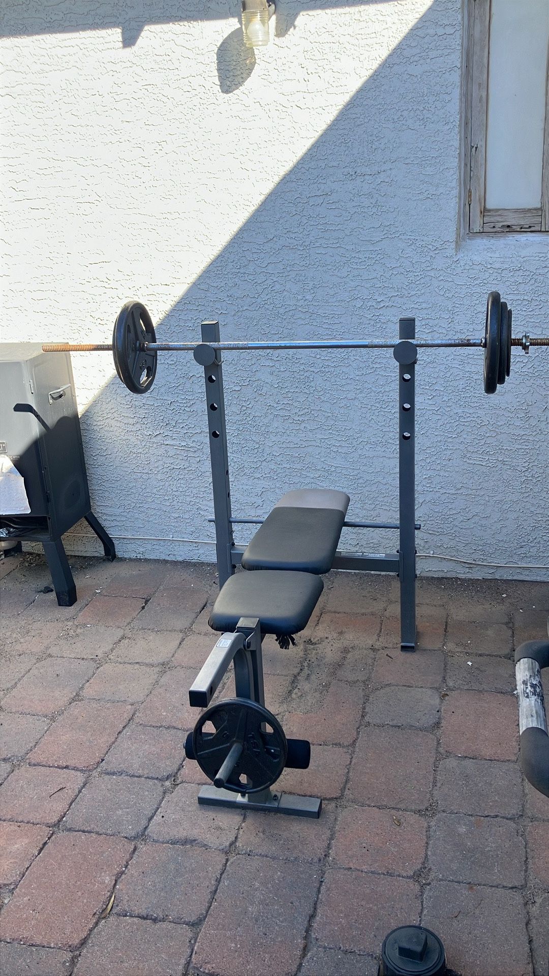 Adjustable Bench Press Set w/ Bar & Weights – $150 (OBO)