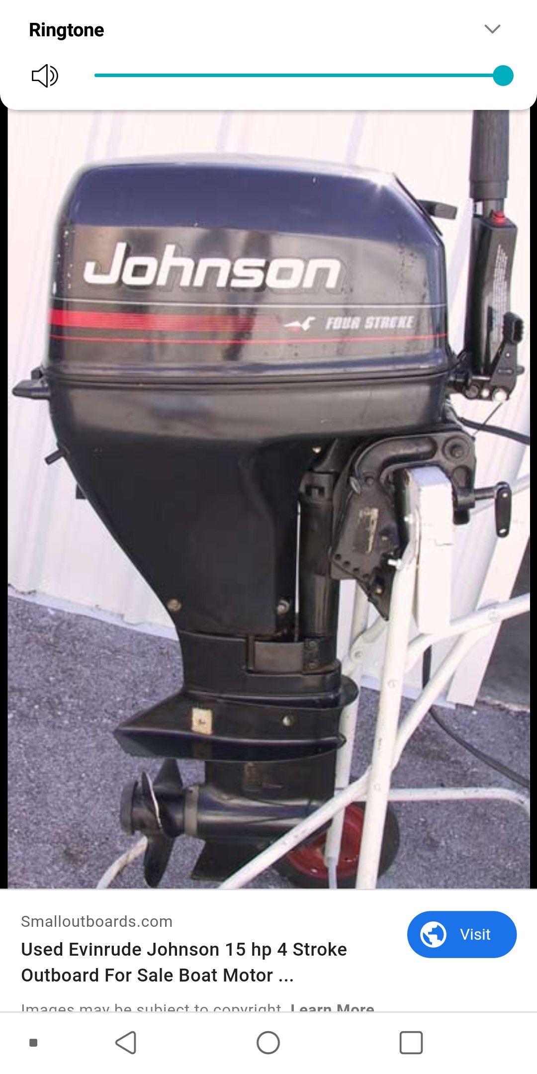 Johnson outboard boat motor 15hp