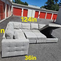 FREE DELIVERY Couch Sofa Chaise Sectional 3 Piece Grey