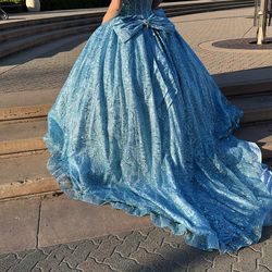 Quinceanera dress Bahama blue OBO