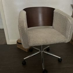 Wood And Sherpa Desk Chair