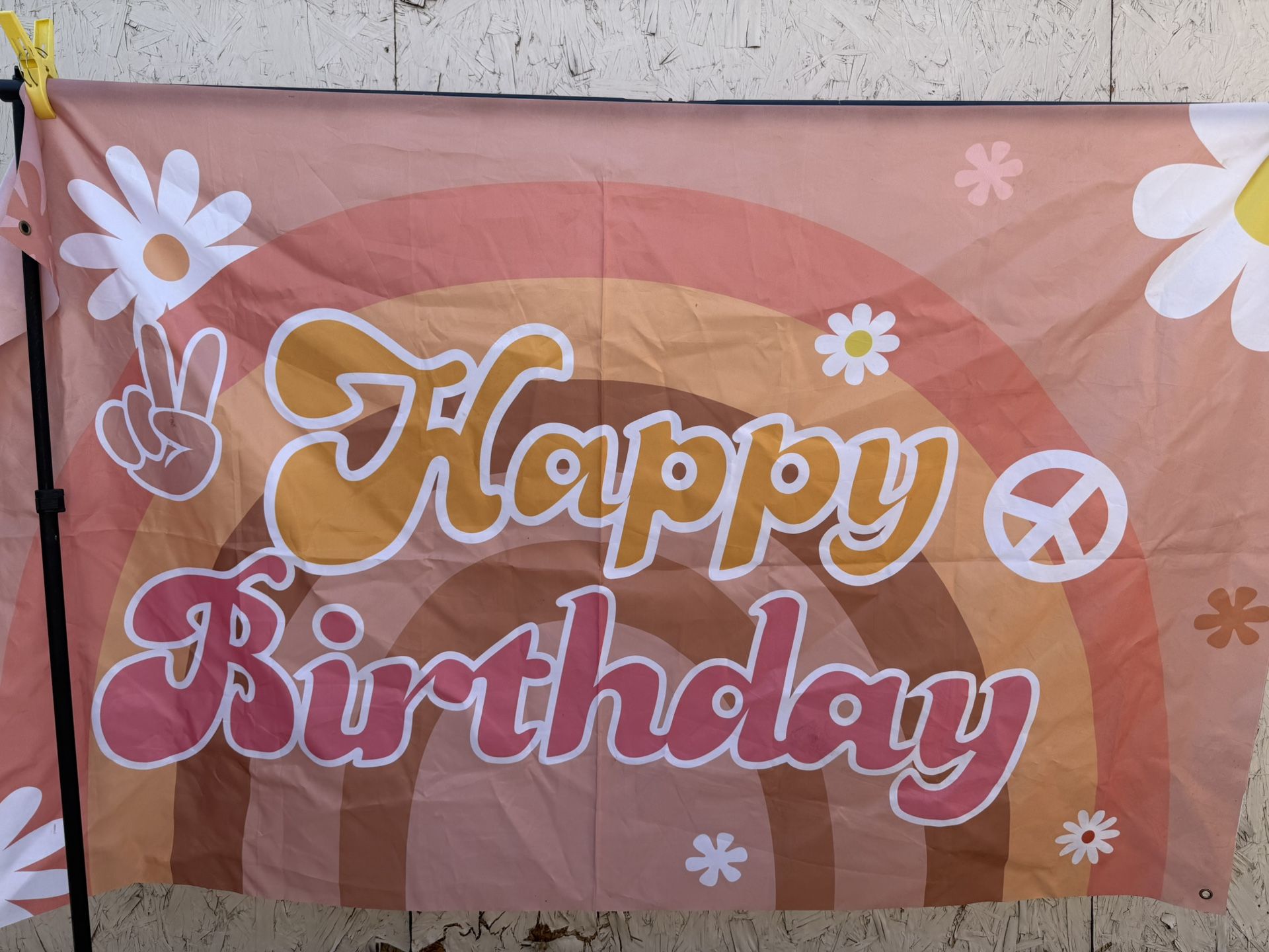 Happy Birthday Hippy Banner Backdrop