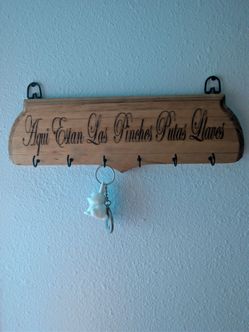 Funny Spanish Quote Wooden Key Holder