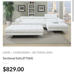 White Sectional Sofa - Ottoman  Sold Separately 