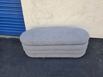 Gray Boucle Upholstered Ottoman Bench