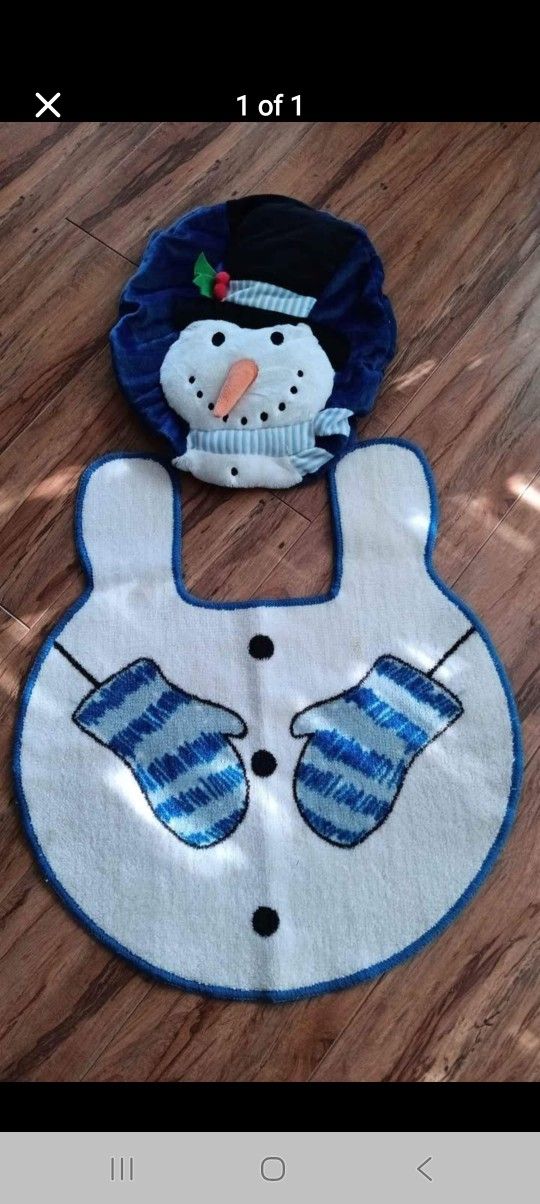 Snowman Toilet Seat And Rug