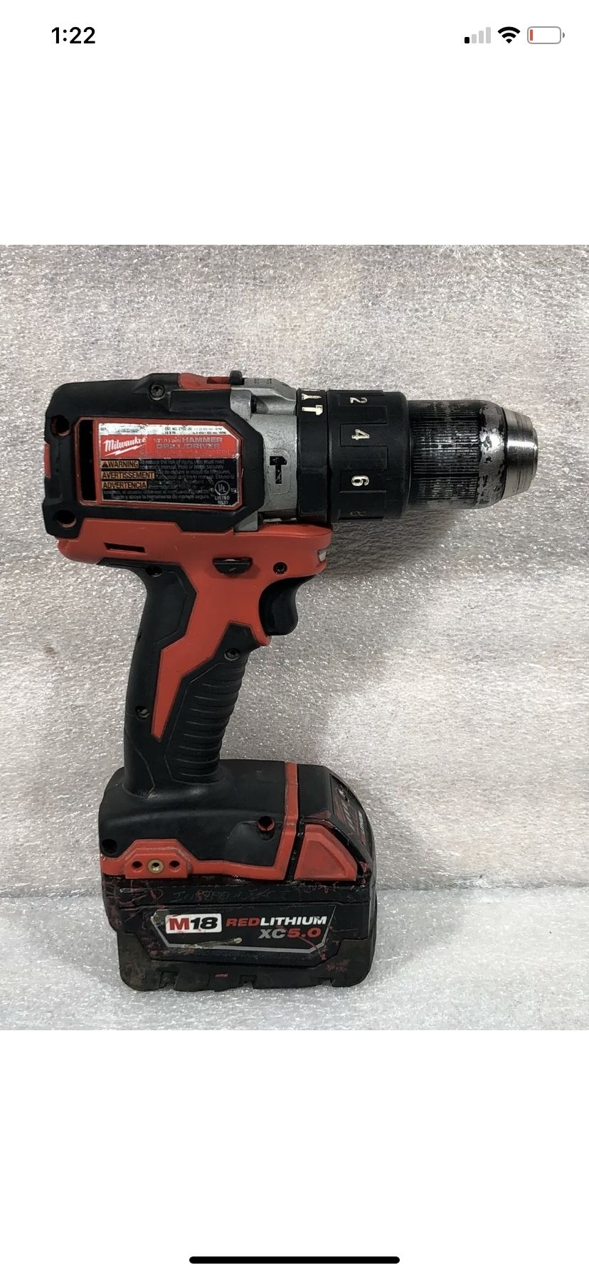 Milwaukee 2702-20 18V 1/2" Hammer Drill/Driver w/ 5AH Battery