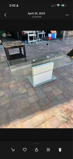 Glass coffee table black, and white base