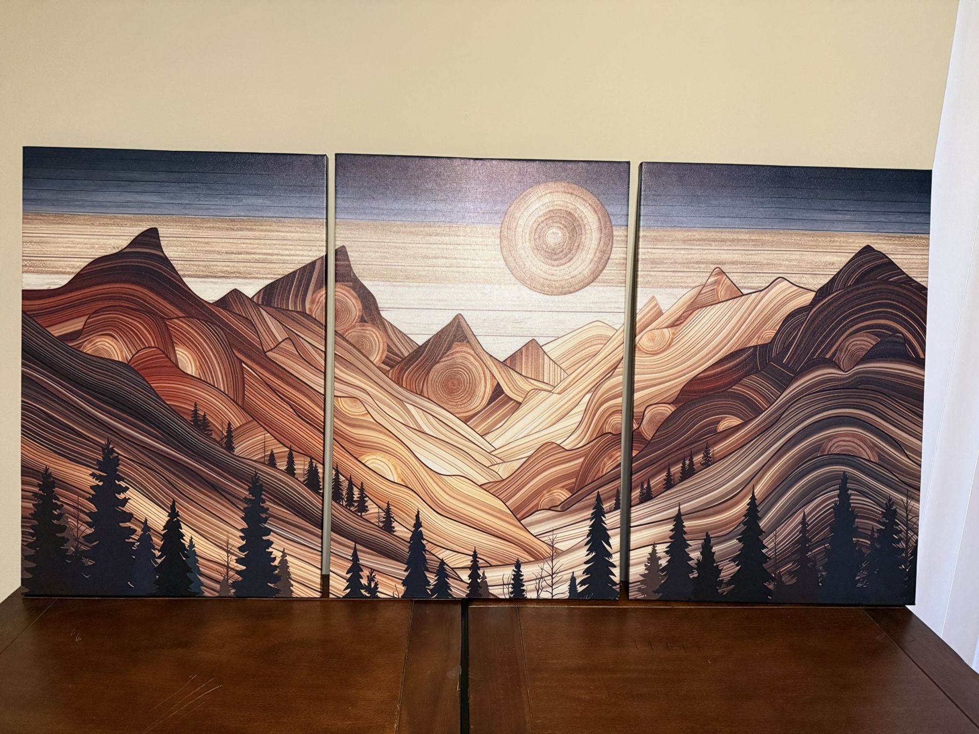 3 Panel Art Triptych Wood Mountains
