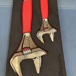 Snap-on Tools 2 pc Wide Mouth Adjustable Wrench Set with PRO-FI™ Organization (Red) Sizes 8" and 12"