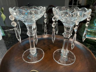 Set Of Two Cristal Candle Holders Used Once